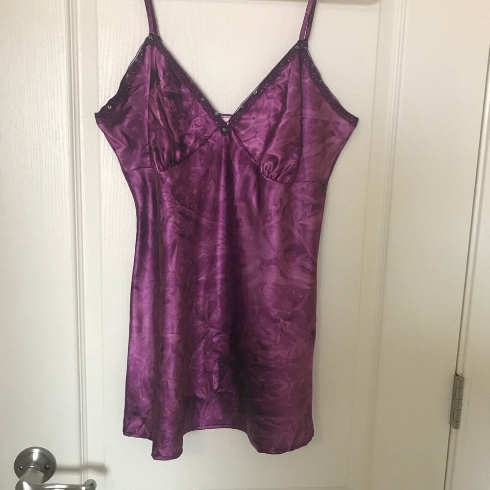 Purple, Silk Sequined Spaghetti Strap Top